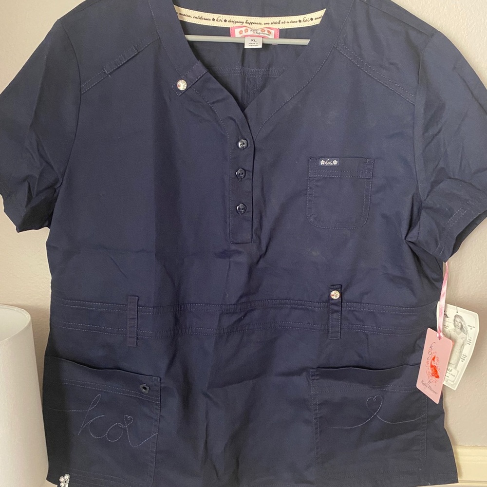 NEW Women's Koi Blue Scrub Top